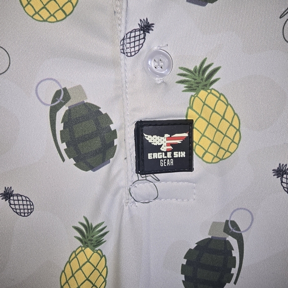 Tropical Pineapple Print Polo Shirt - Picture 4 of 5